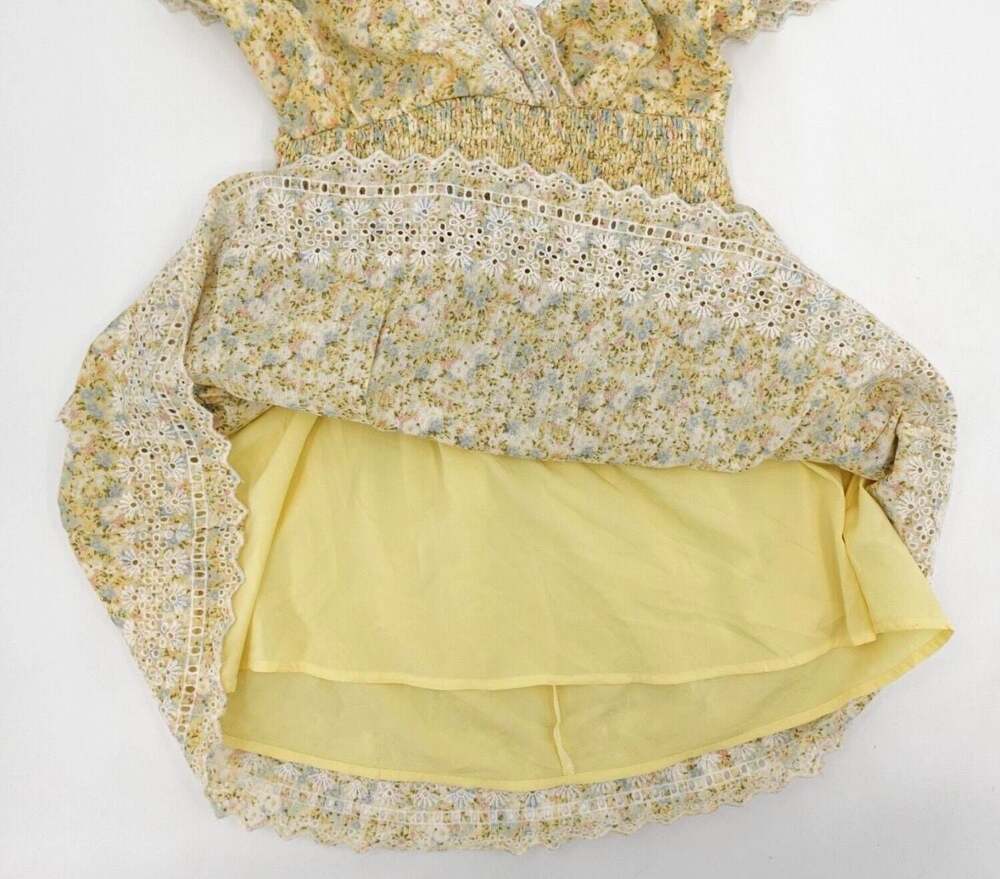 American Eagle Yellow Floral Layered Lace Boho Mini Dress - Picture 2 of 11